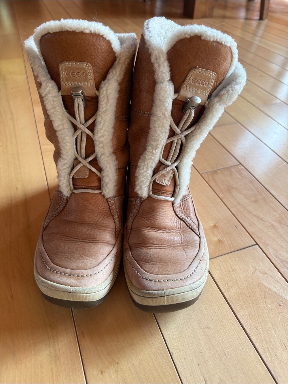 ECCO Women's Brown Shearling-Lined Winter Boots